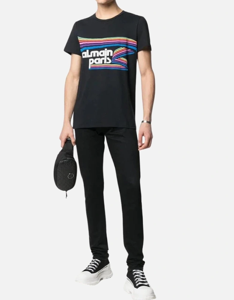 Paris Rainbow Logo T-Shirt in Black