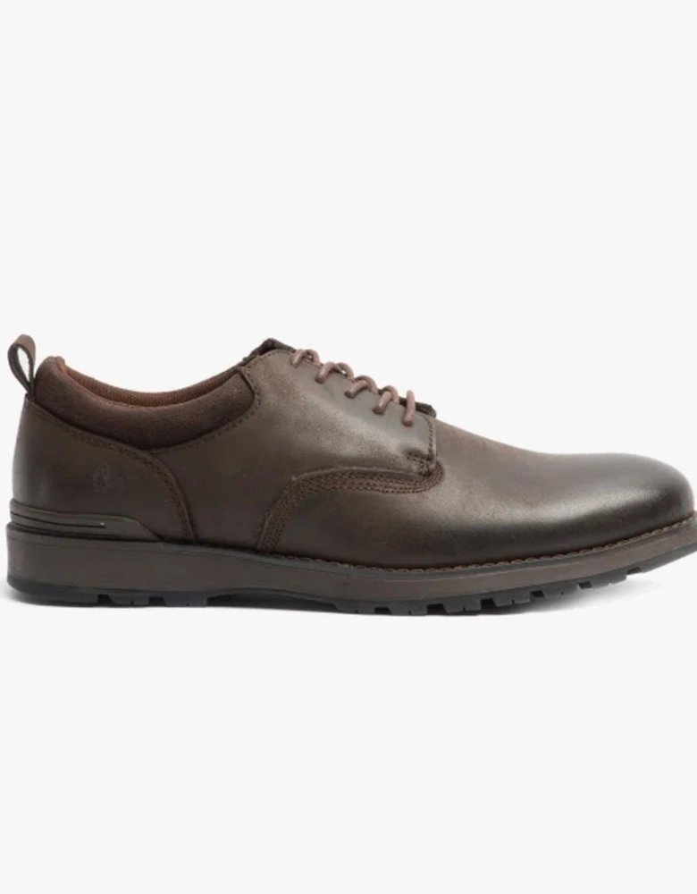 DYLAN Mens Leather Derby Shoes Dark Brown