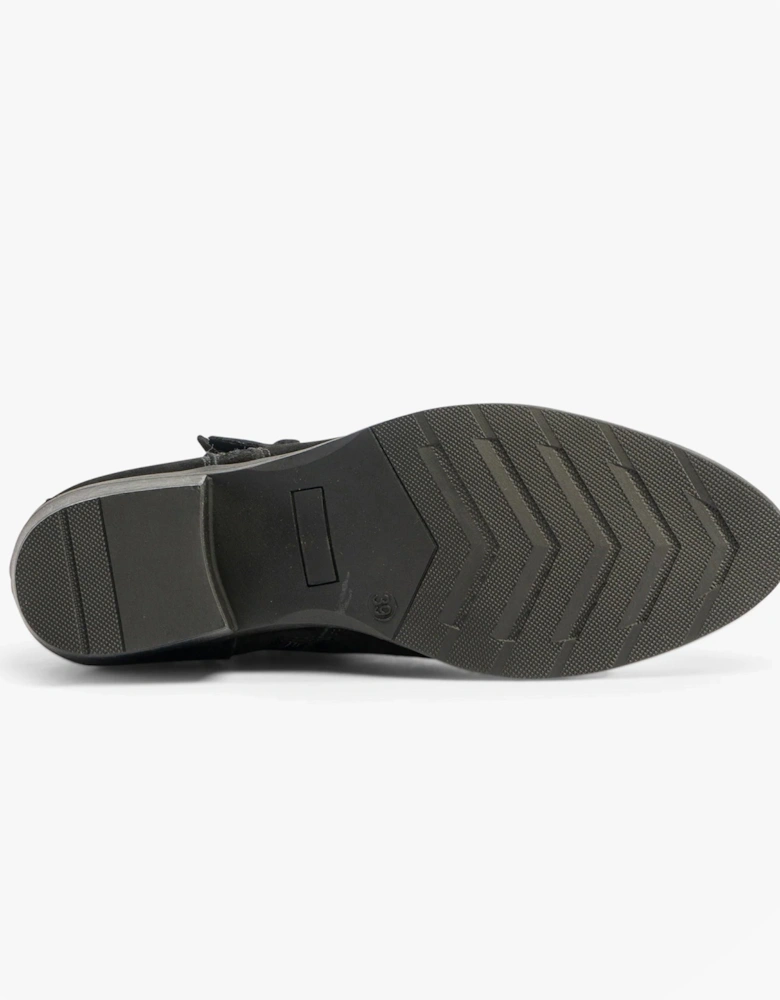 JENNA Womens Leather Ankle Boots Black