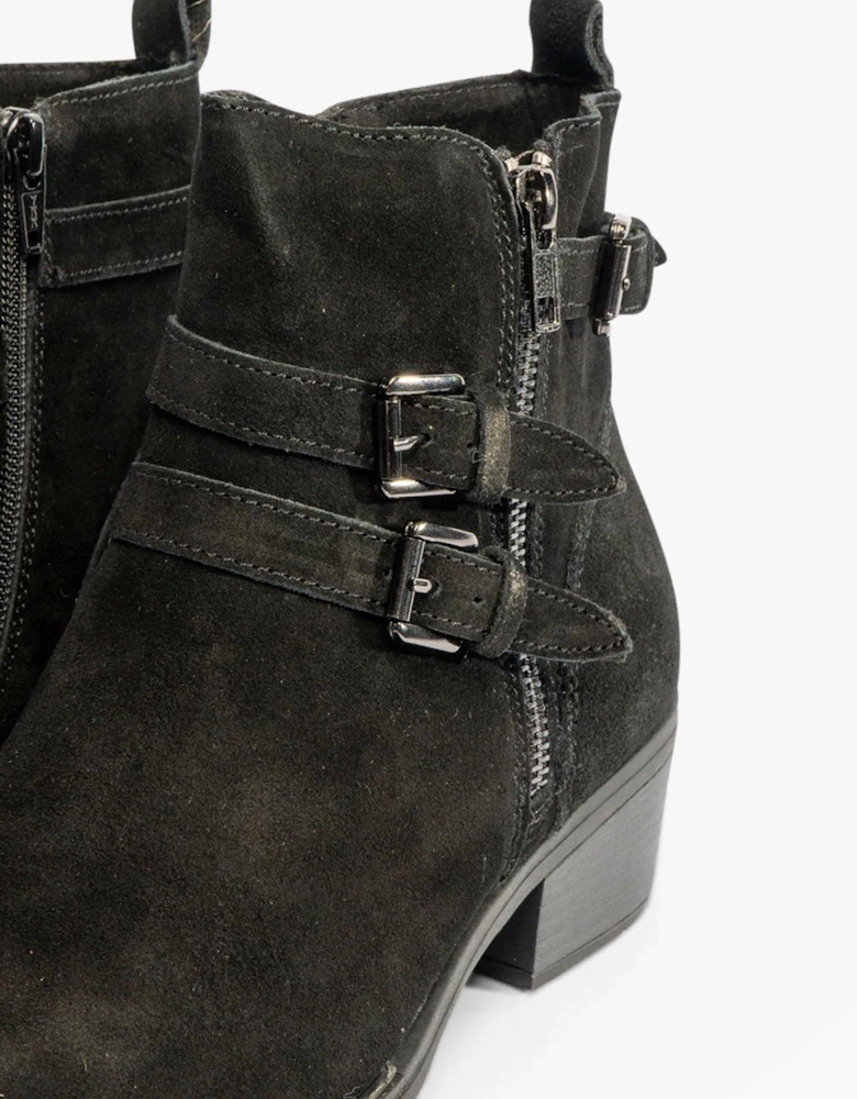 JENNA Womens Leather Ankle Boots Black
