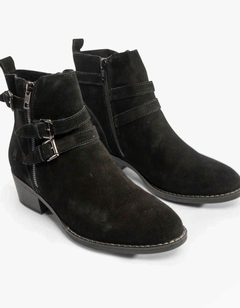 JENNA Womens Leather Ankle Boots Black