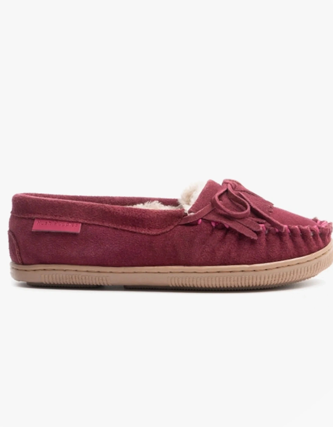ADDY Womens Suede Moccasin Slippers Burgundy, 7 of 6