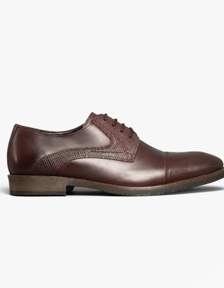 DERBY Mens Leather Plain Toe Shoes Brown