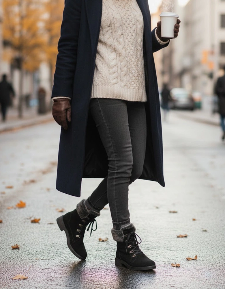 FLORENCE Womens Leather Ankle Boots Black