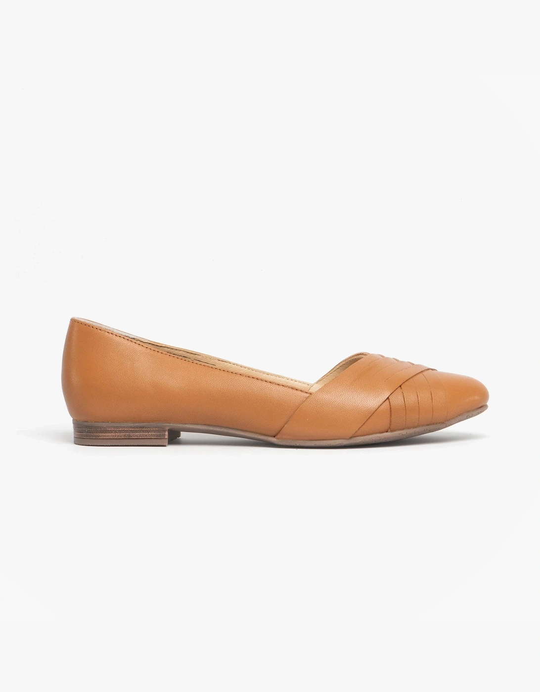 Hush Puppies Women's Hush Puppies MARLEY Womens Leather Ballerina Shoes Tan - Brown