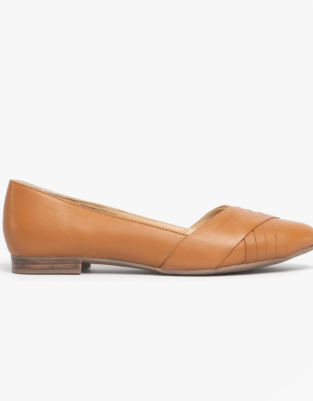 MARLEY Womens Leather Ballerina Shoes Tan, 7 of 6