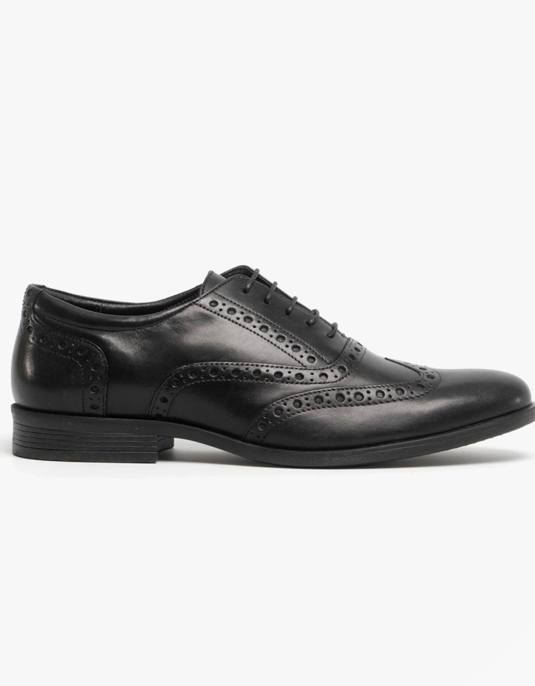 OAKEN Mens Leather Brogue Shoes Black