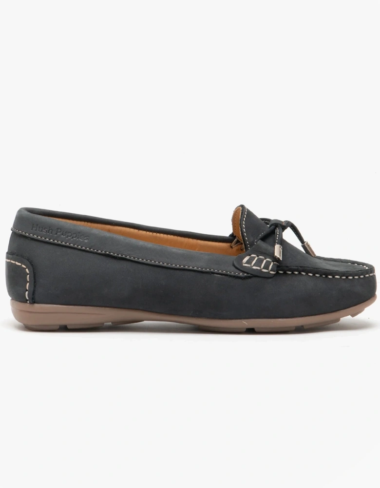 MAGGIE Womens Nubuck Loafers Navy
