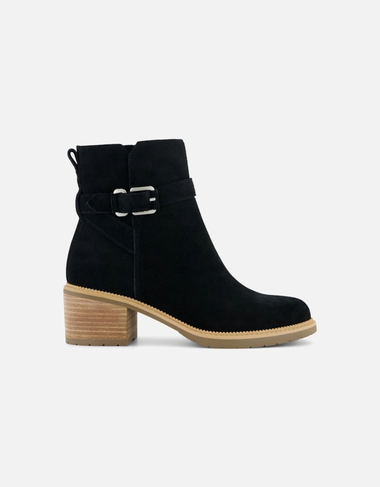 Hailey Buckle Suede Women's Black Boots