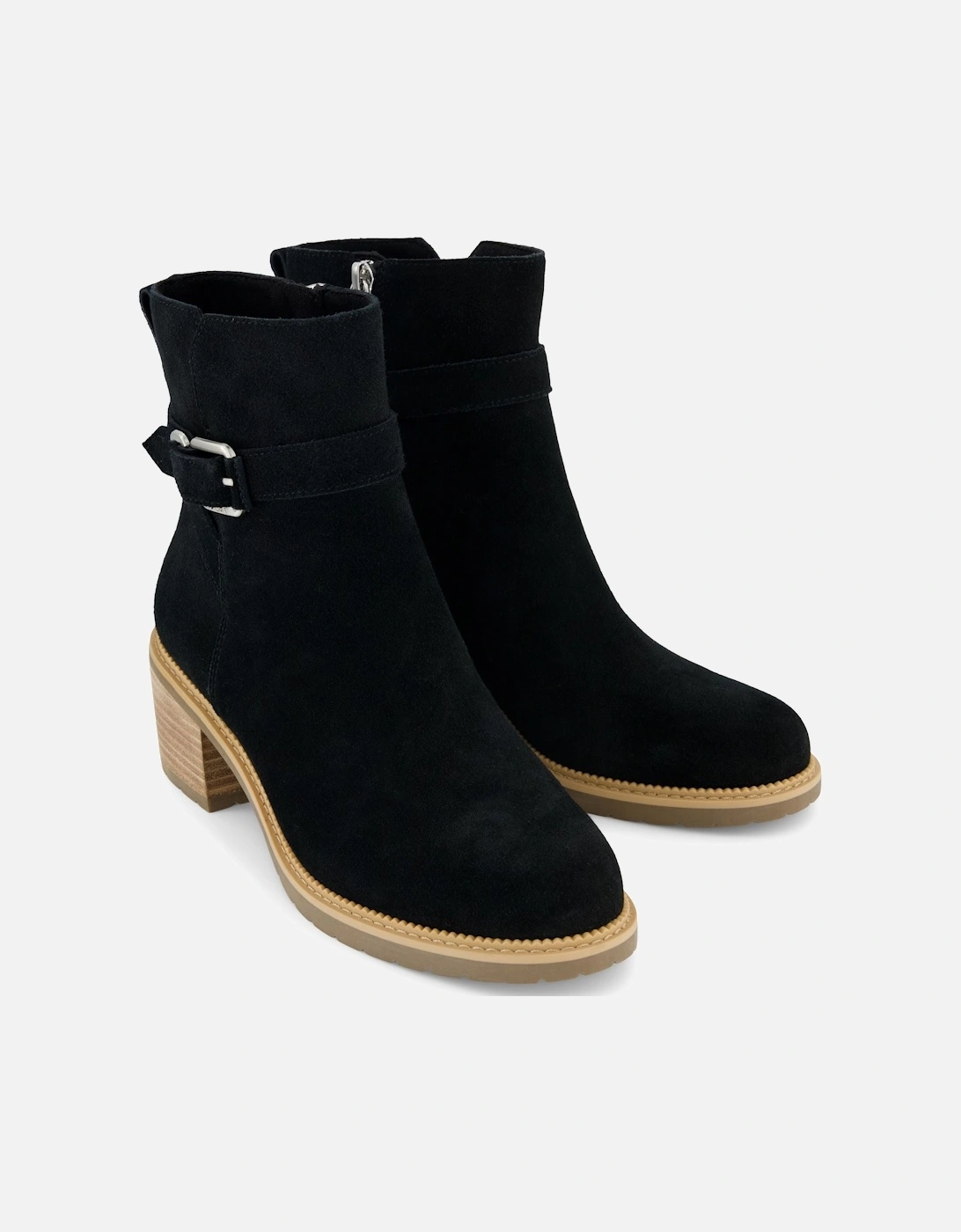 Hailey Buckle Suede Women's Black Boots, 7 of 6