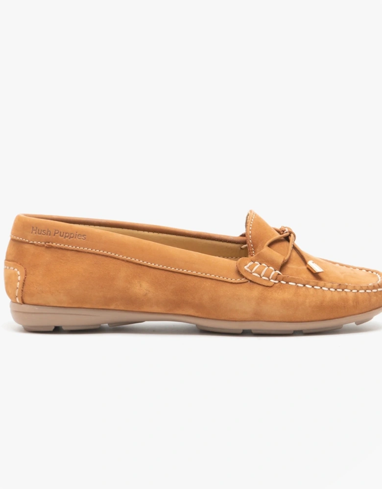 MAGGIE Womens Leather Driving Shoes Tan