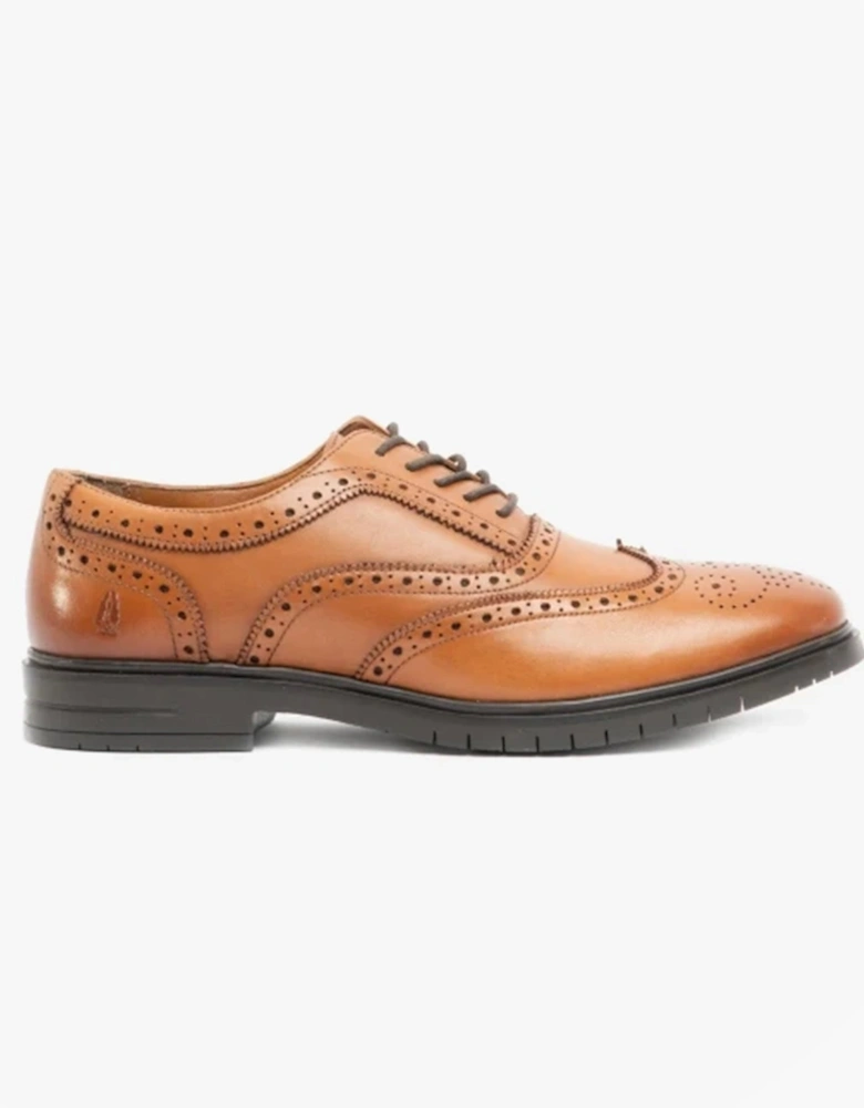 SANTIAGO Mens Leather Oxford Brogue Shoes Brown