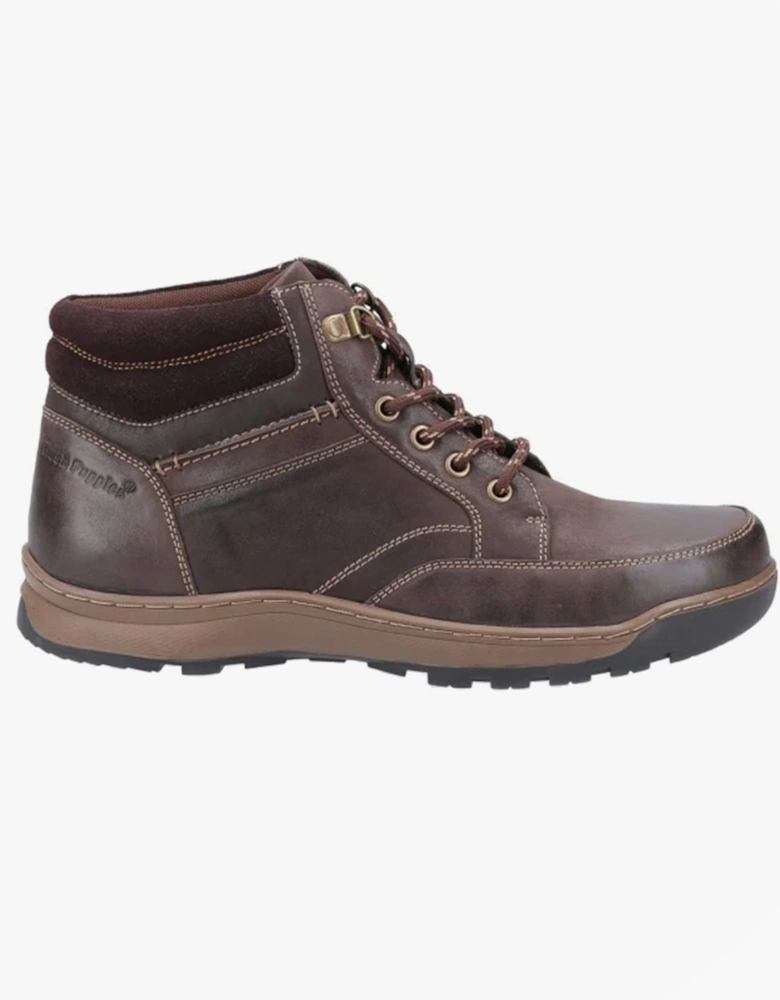 GROVER Mens Waxy Nubuck Ankle Boots Brown