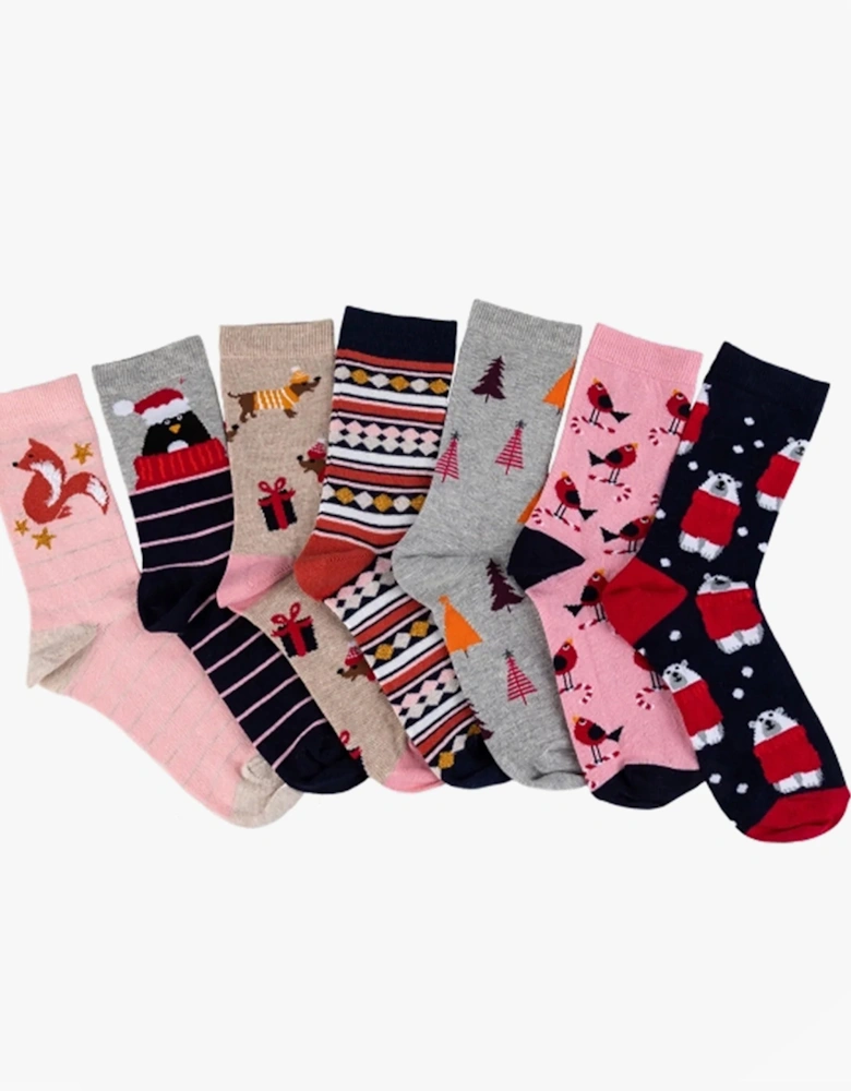 Toasties 7 PACK DAYS OF THE WEEK Womens Cotton Blend Socks Set Multi: One Size