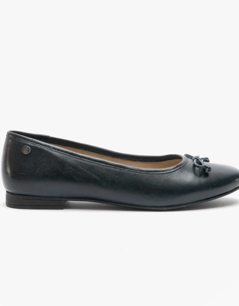 NAOMI Womens Leather Ballerina Pumps Navy