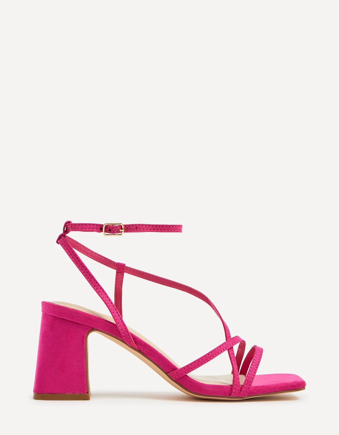 Memphis Pink Faux Suede Crossover Slingback Block Heeled Sandal, 2 of 1