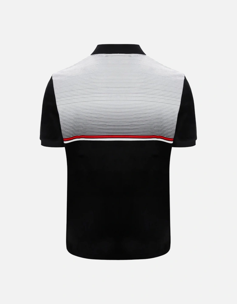 Paco Zip Stripe Velour Polo Shirt Black/Gardenia/Red