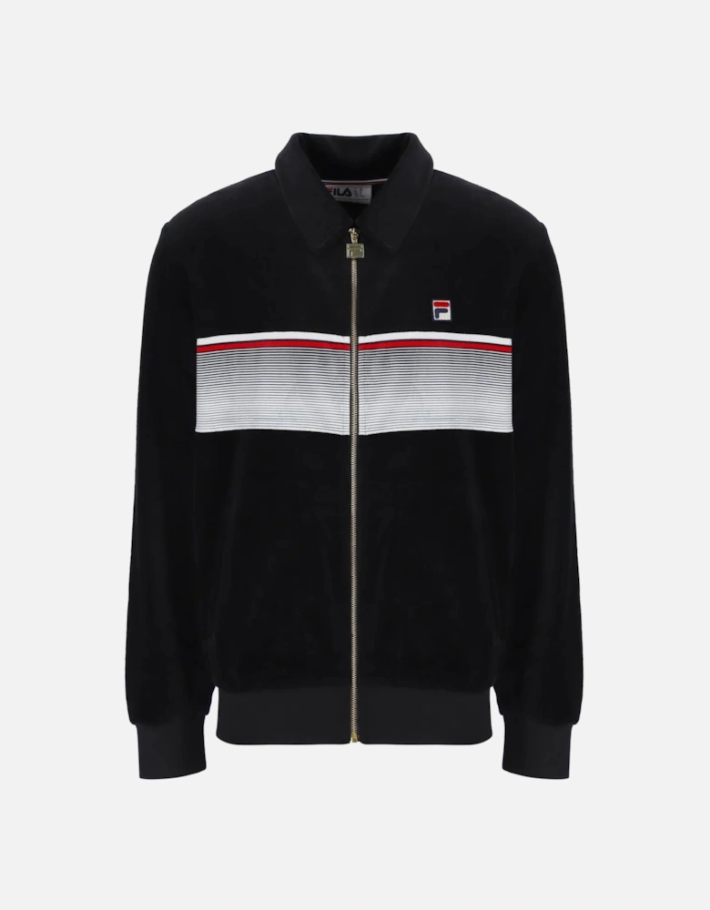 Malakai Stripe Velour Track Top Jacket Black/Gardenia/Red