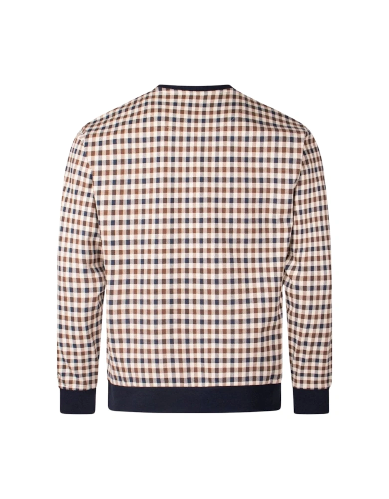 Active Iconic Crewneck Beige Check Sweatshirt
