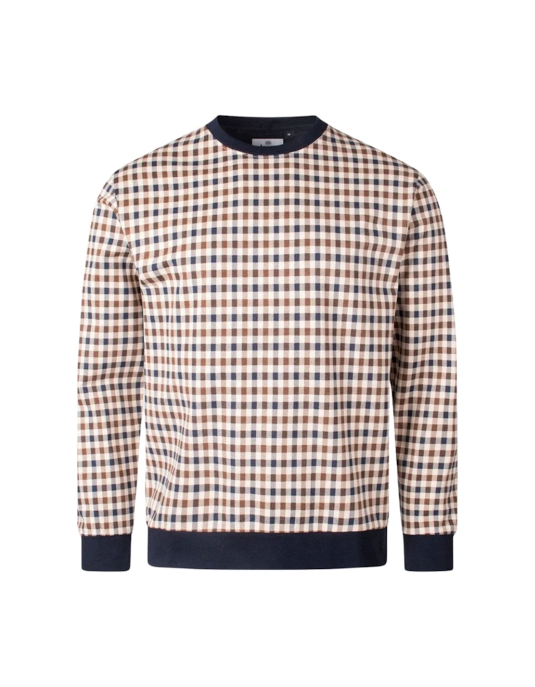 Active Iconic Crewneck Beige Check Sweatshirt