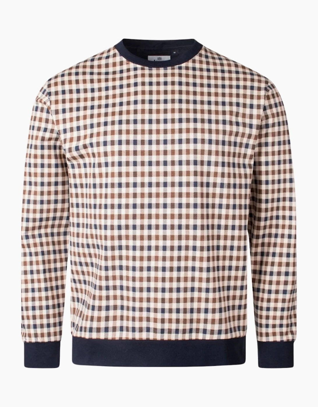 Aquascutum Men's Beige Active Iconic Crewneck Check Sweatshirt