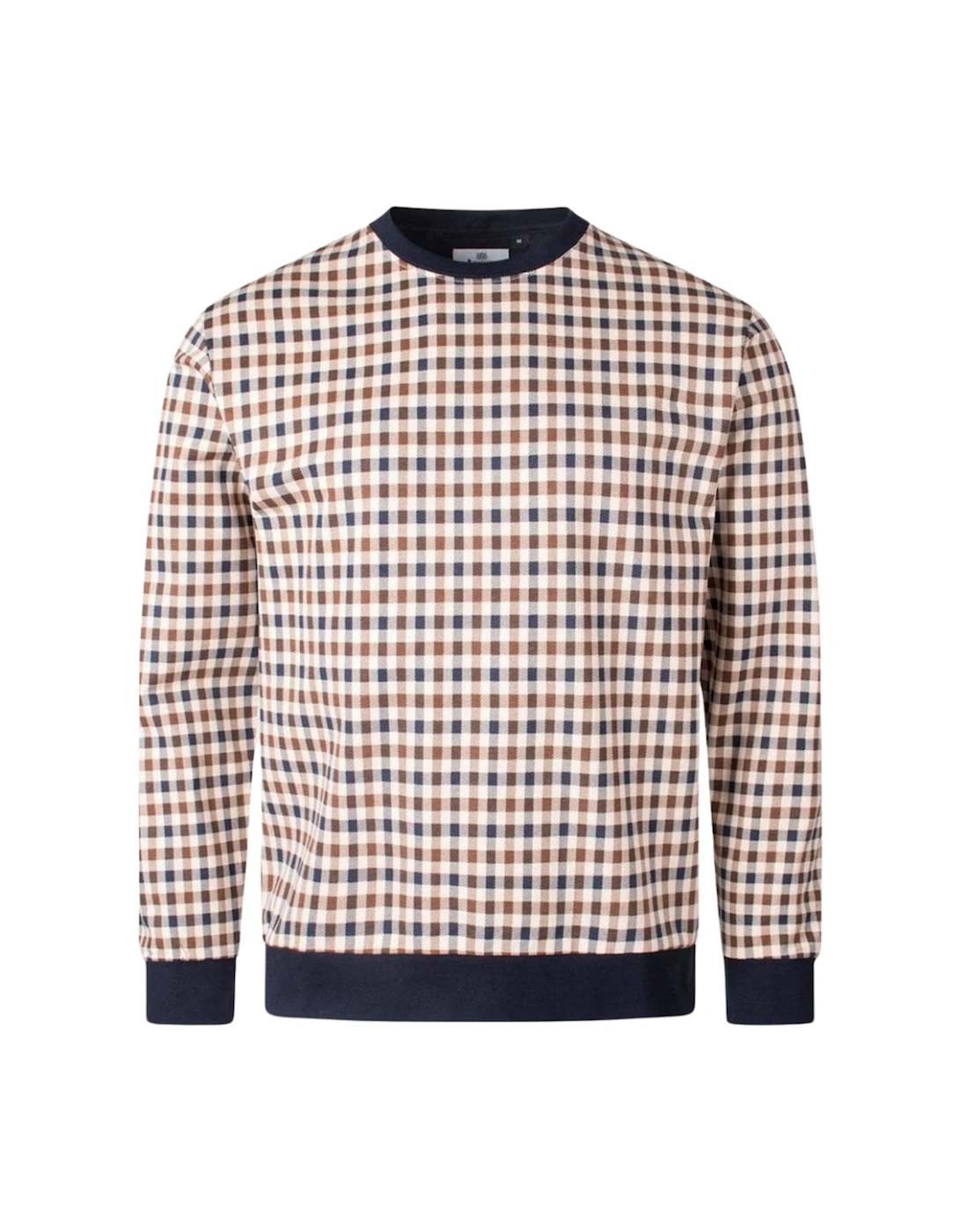 Active Iconic Crewneck Beige Check Sweatshirt, 3 of 2
