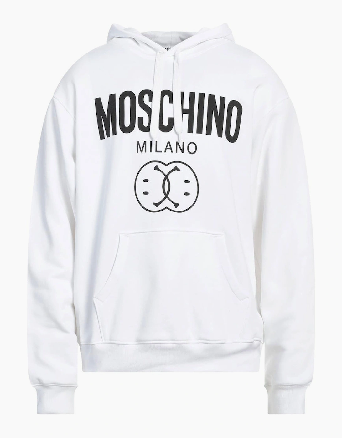 Moschino Men's White Milano Double Smiley Hoodie  38 M