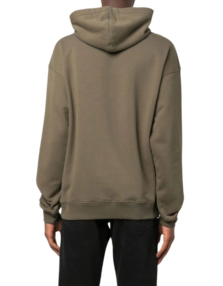 Bold Embroidered Multicolour Logo Green Hoodie