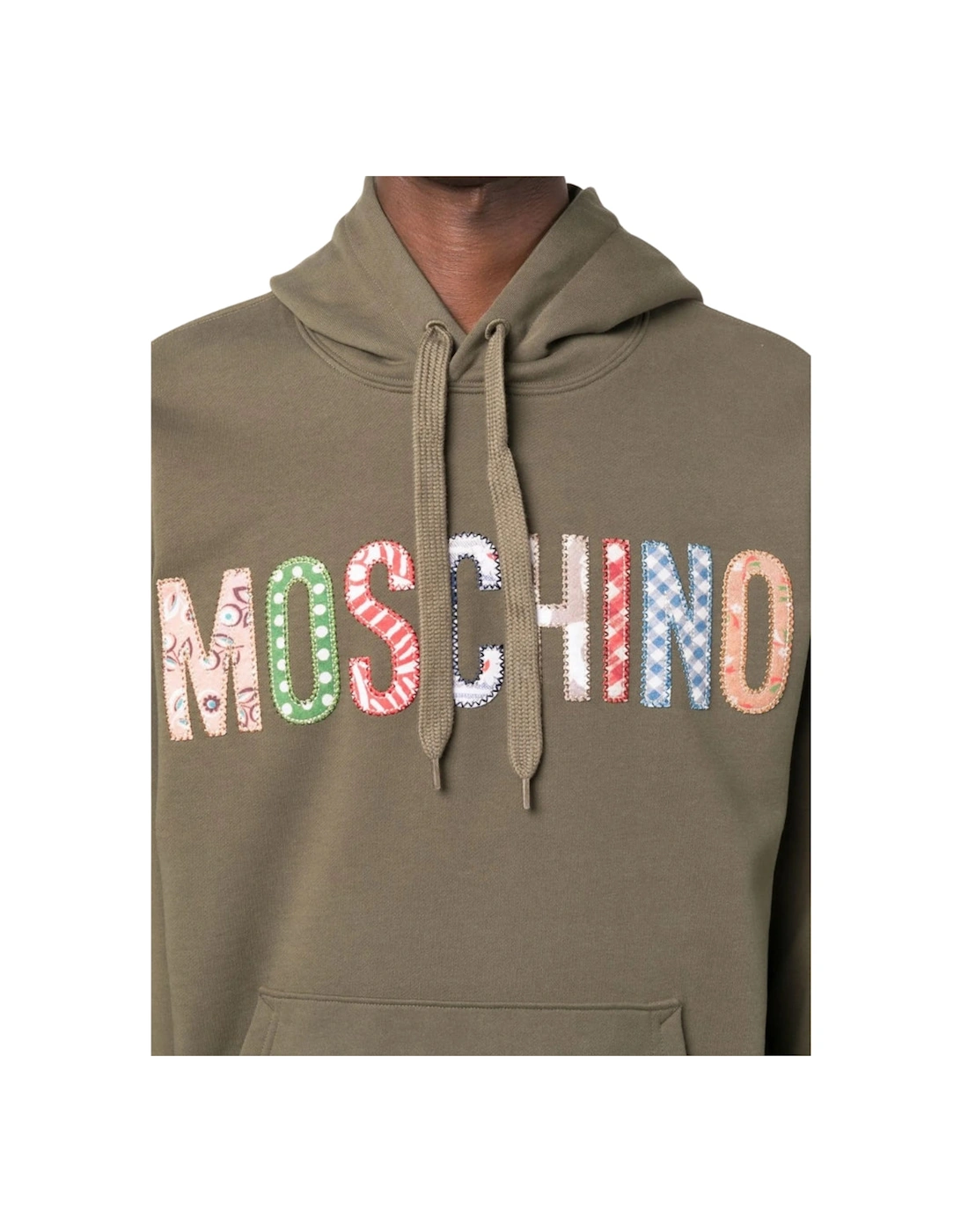 Bold Embroidered Multicolour Logo Green Hoodie