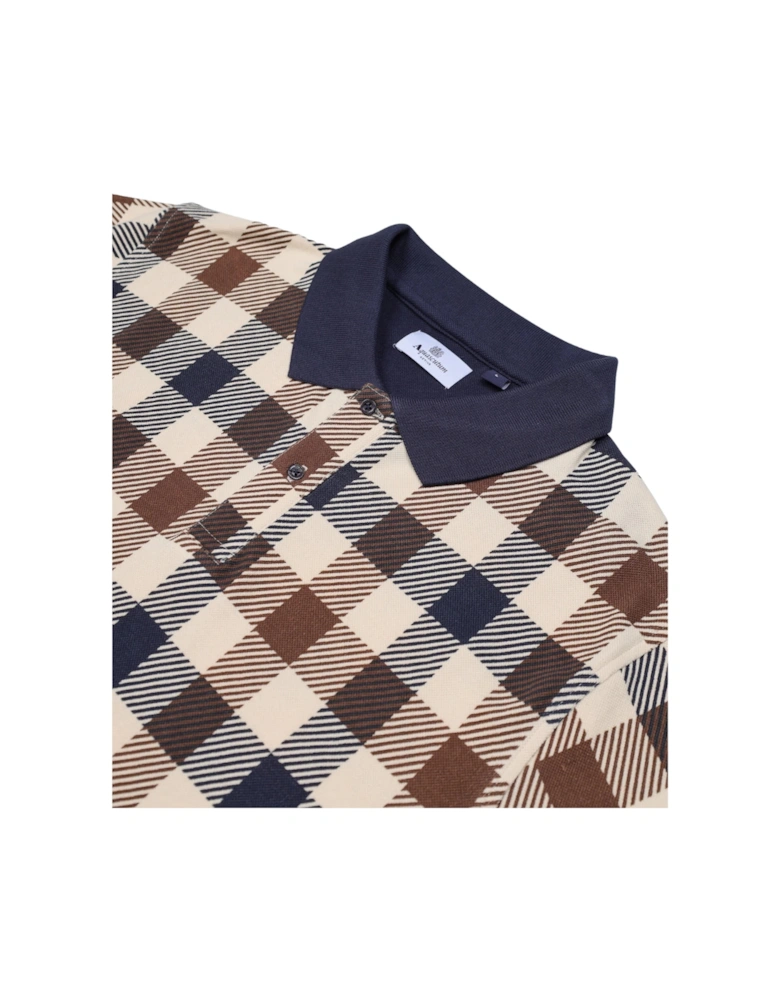 Active Macro Iconic Polo Navy Blue Check Polo Shirt