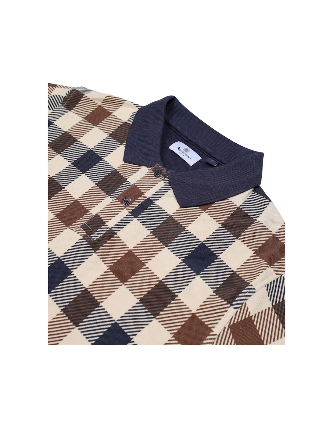 Active Macro Iconic Polo Navy Blue Check Polo Shirt