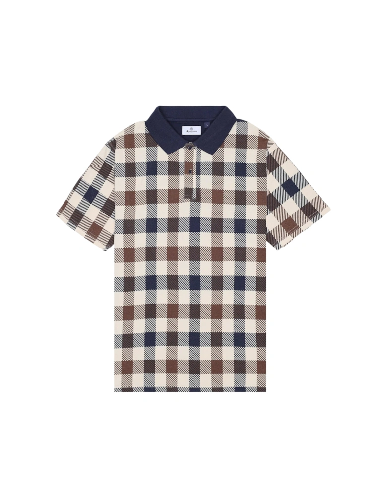 Active Macro Iconic Polo Navy Blue Check Polo Shirt