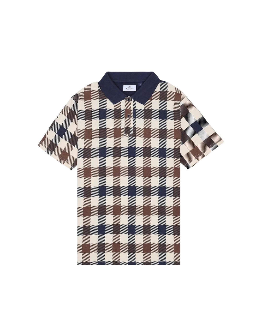 Active Macro Iconic Polo Navy Blue Check Polo Shirt, 5 of 4