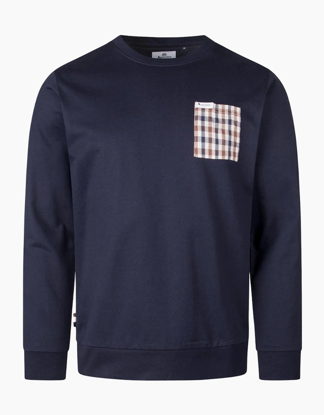 Aquascutum Unisex Navy Active Iconic Pocket Crewneck Blue Sweatshirt