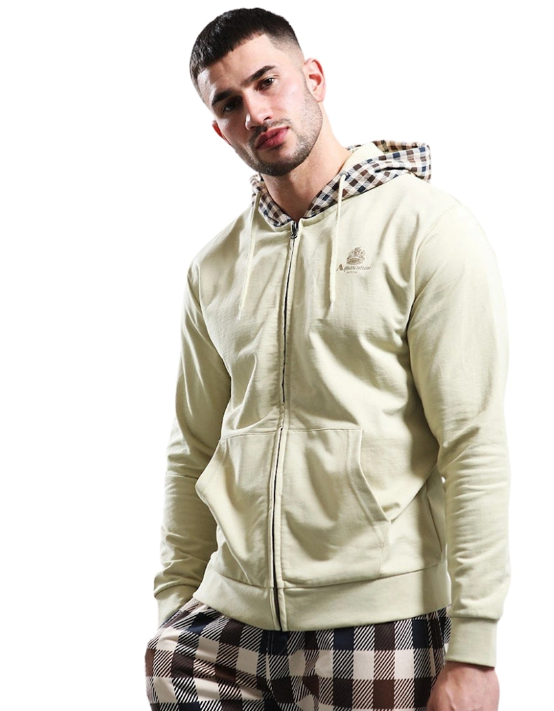 Active Fz Club Check Hood Beige Zip-Up Hoodie, 5 of 4