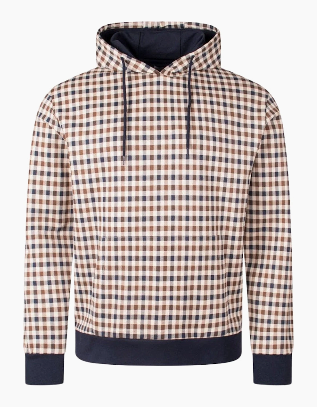 Aquascutum Men's Beige Active Iconic Club Check Hoodie