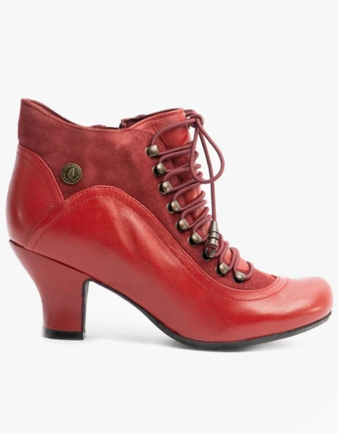 VIVIANNA Womens Leather Suede Zip Boots Red, 8 of 7