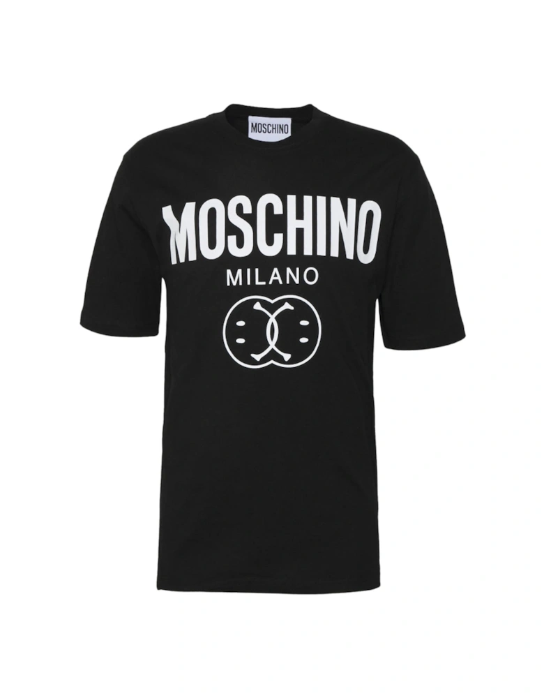Milano Double Smiley Logo Black T-Shirt