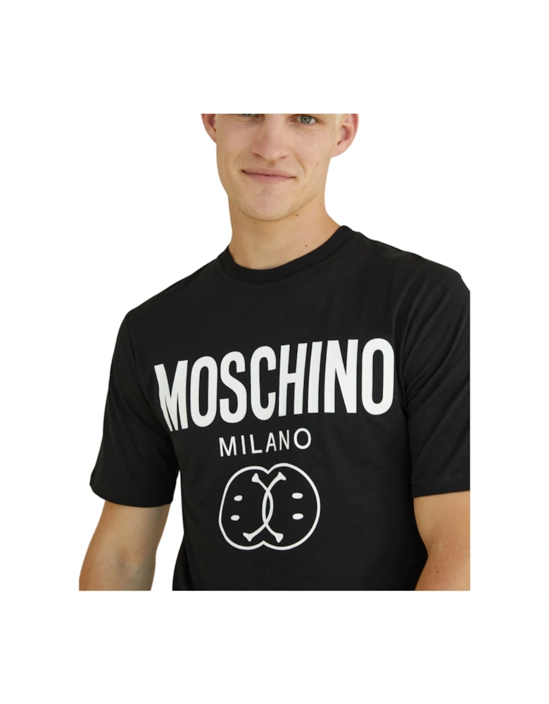 Milano Double Smiley Logo Black T-Shirt