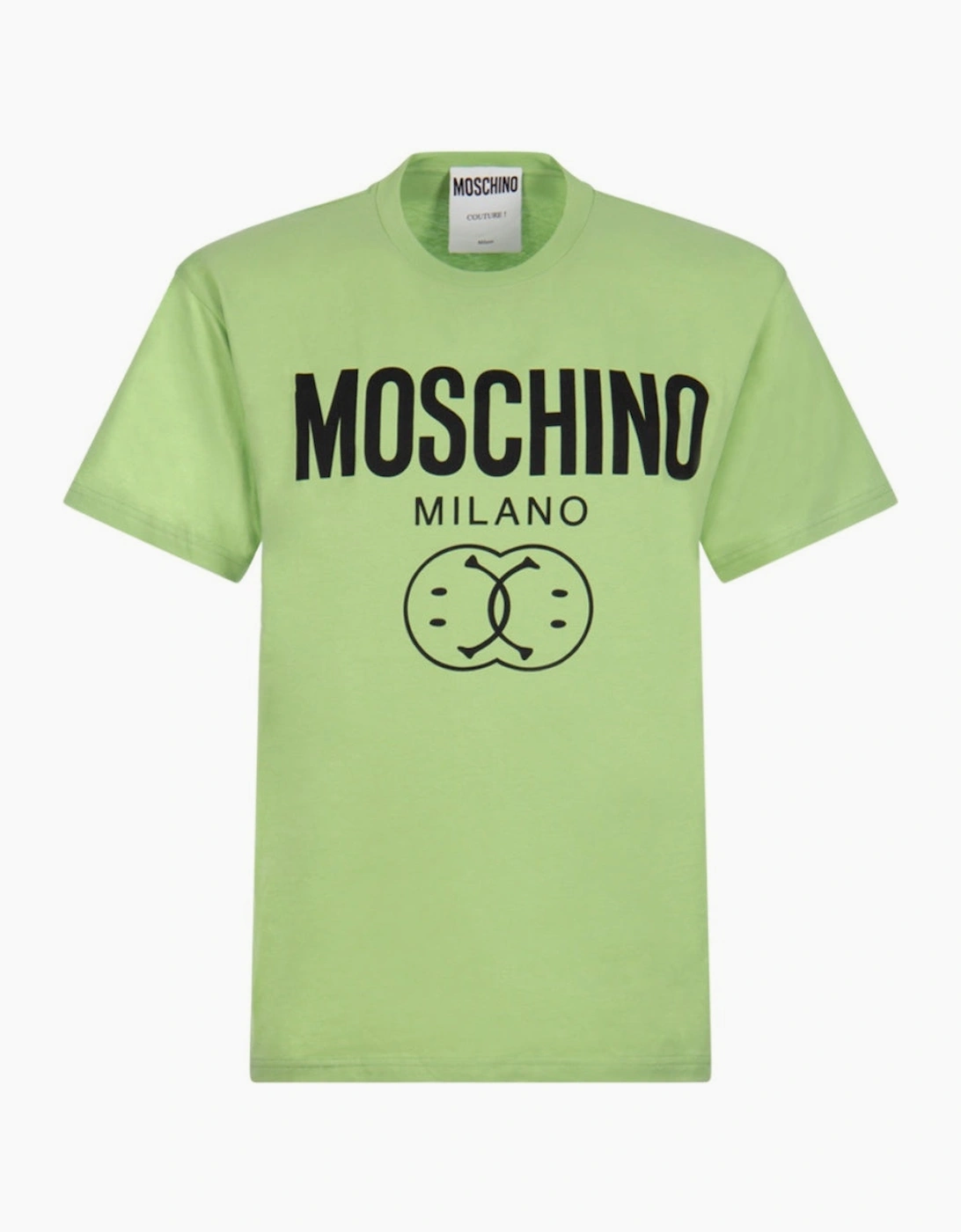 Moschino Men's Blue Milano Double Smiley Logo Green T-Shirt  36 S