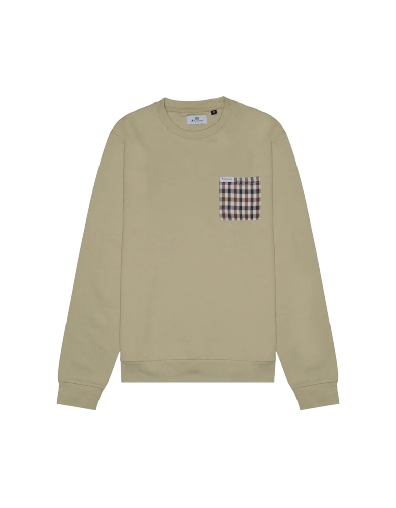 Active Iconic Pocket Crewneck Beige Sweatshirt