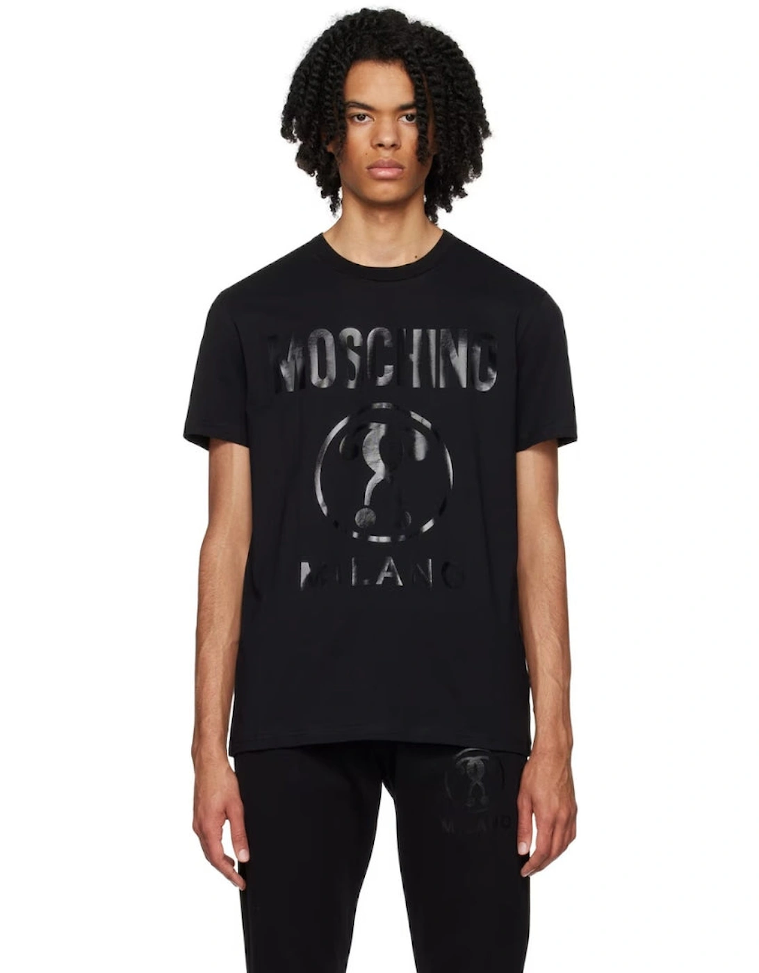 Double Question Mark Black Monogram Logo T-Shirt