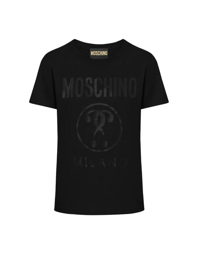 Double Question Mark Black Monogram Logo T-Shirt