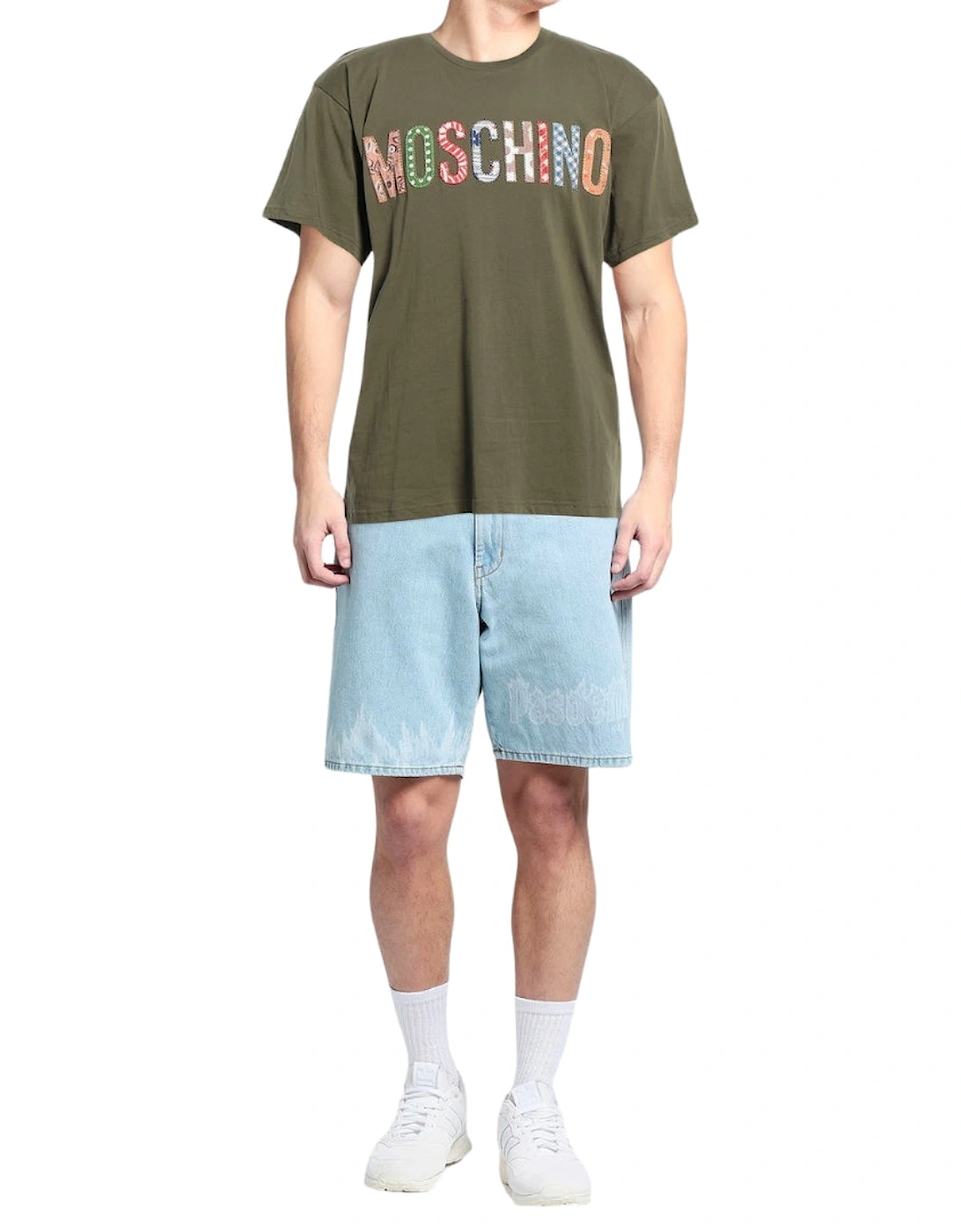 Bold Embroidered Multicolour Logo Green T-Shirt