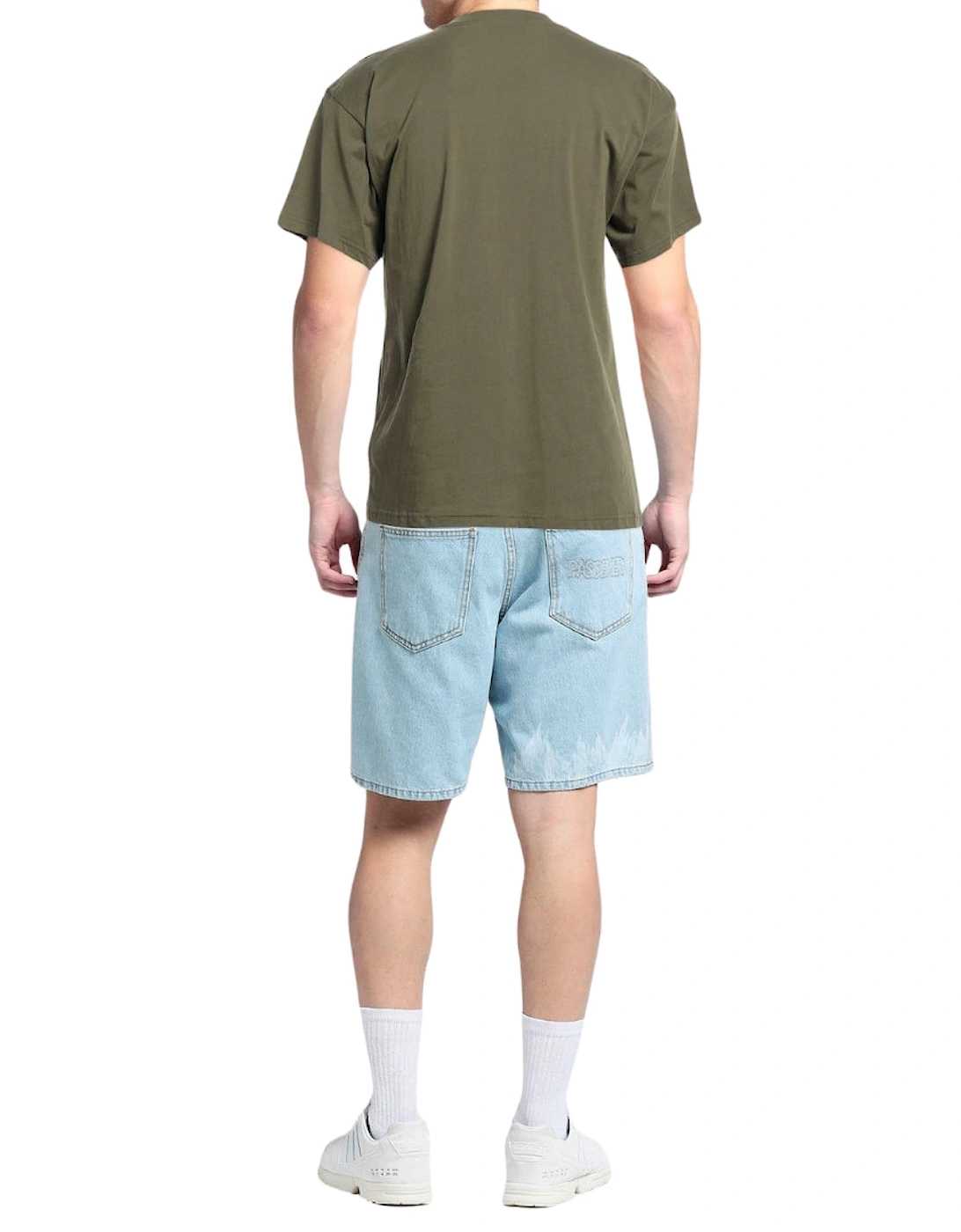 Bold Embroidered Multicolour Logo Green T-Shirt