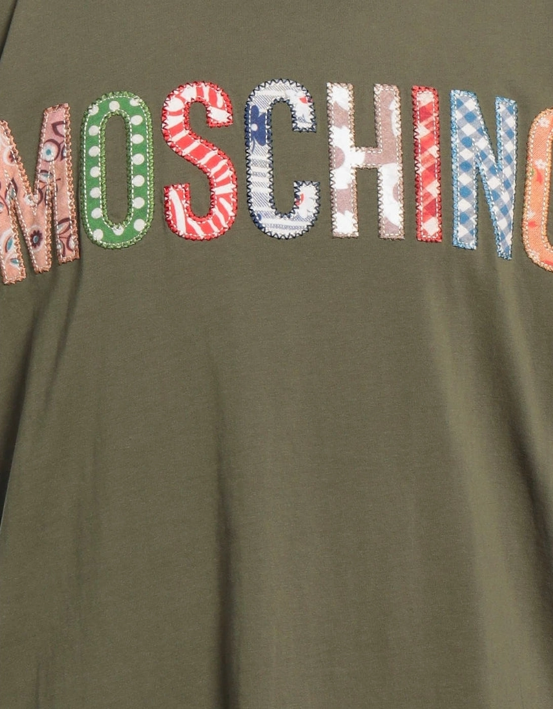 Bold Embroidered Multicolour Logo Green T-Shirt