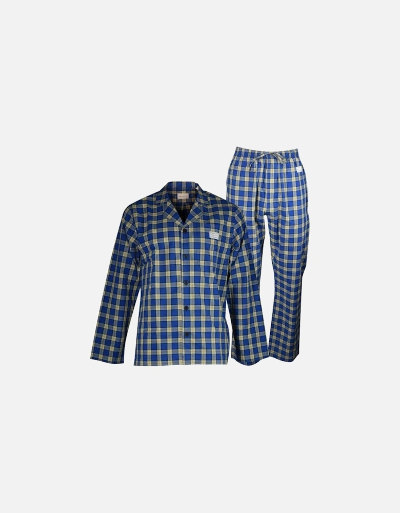 Check Woven Cotton Pyjama Set, College Blue