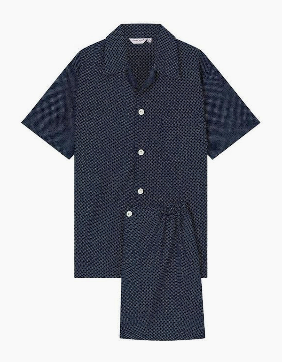 Men's Derek Rose Short Cotton Pyjama Set, Navy - Size: SMALL