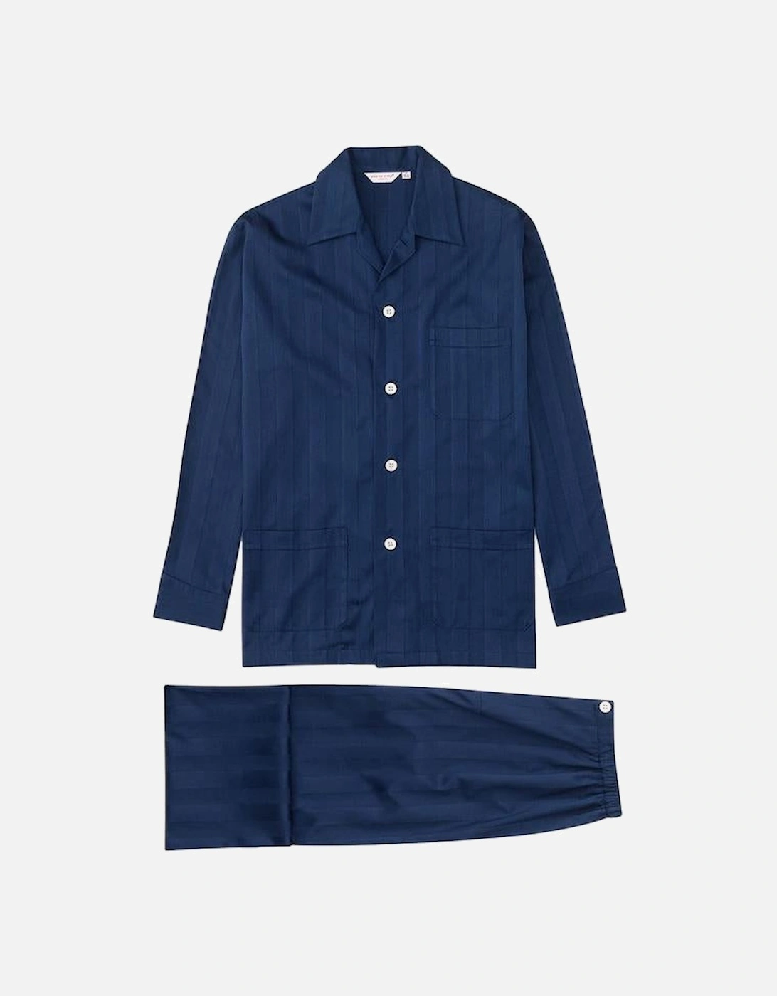 Cotton Pyjama Set, Navy, 2 of 1