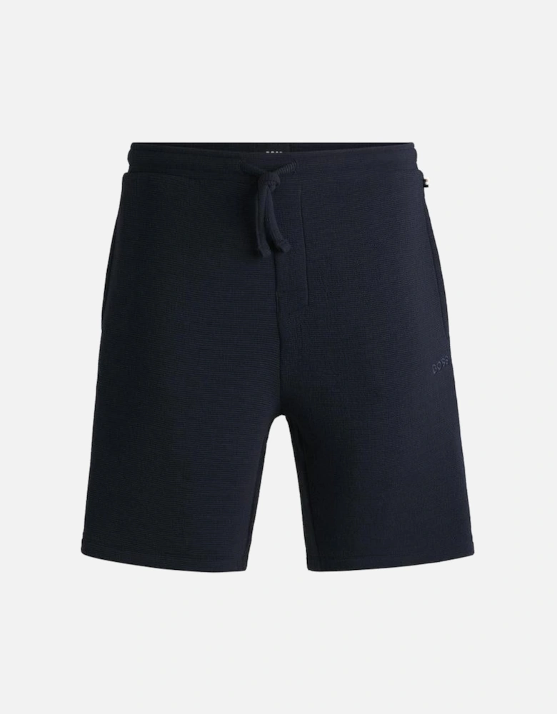 BOSS Logo-embroidered Rib Shorts, Dark Blue